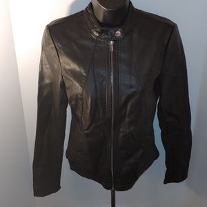 Express Black Leather Zip Up Jacket